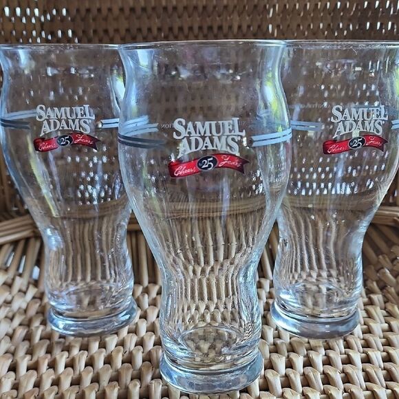 25th Silver Anniversary Samuel Adams Beer Glasses Set Of 3 - Picture 1 of 5